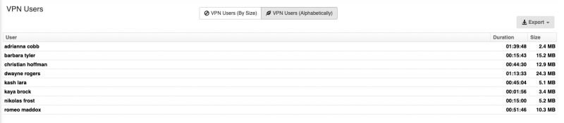 Fortinet FortiGate VPN Users Alphabetically