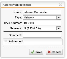 Sophos UTM Add Network Definition