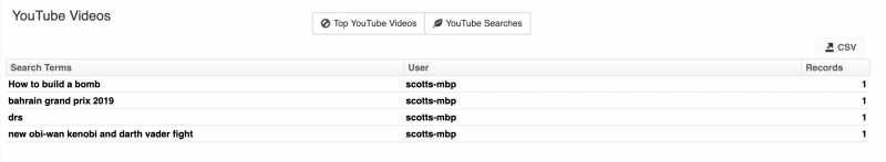 YouTube Searches Report